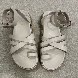 ALOHAS Cream Strappy Leather Sandals